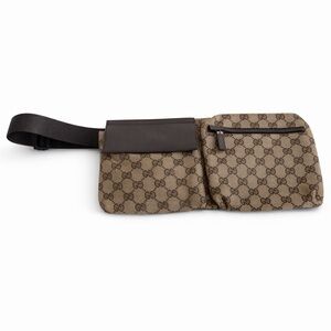 Gucci Tan and Brown Monogram Belt Bag